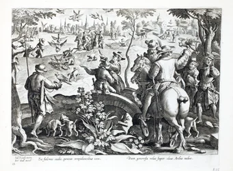 Hunting with falcons, illustration from 